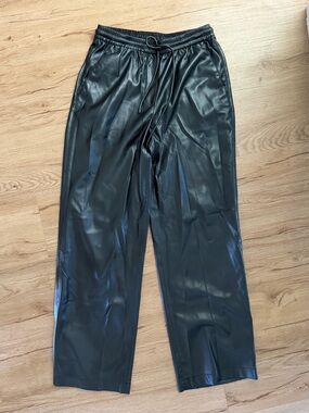 Mango Faux Leather Black Pants